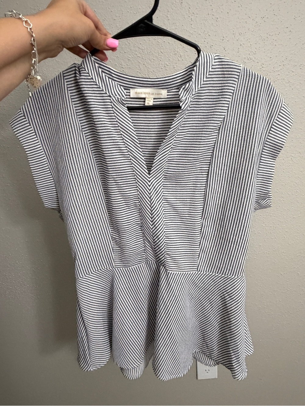 Caslon Black & White Striped Peplum V-Neck Tunic